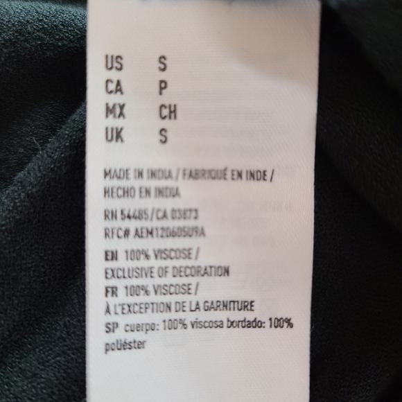 American Eagle Outfitters Size Small Black Embroidered Waist Ruffled Mini Dress - Picture 9 of 12